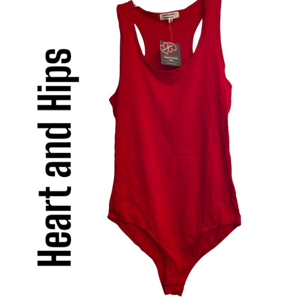 Heart & Hips Red Sleeveless Racerback bodysuit M NWT